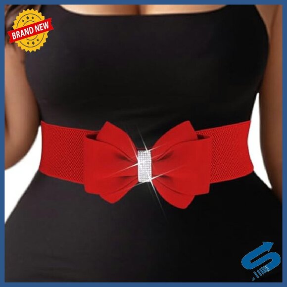 Women\'s Elastic Waist Belt with Bow - Adjustable Stretch Cinch for Dresses main image 5